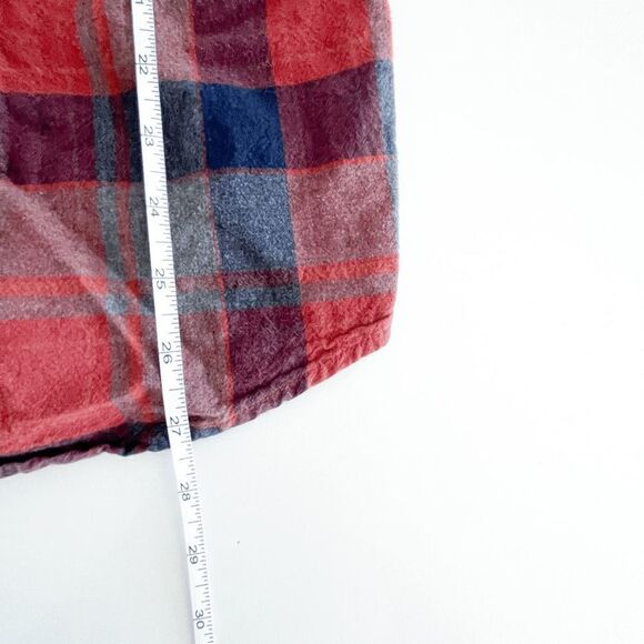 Billabong Men's Shirt Core Fit Stretch Plaid Button-Up Flannel Red Size L - Picture 6 of 8